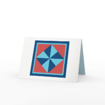 Quilt Note Cards - Pinwheel (navy/red)