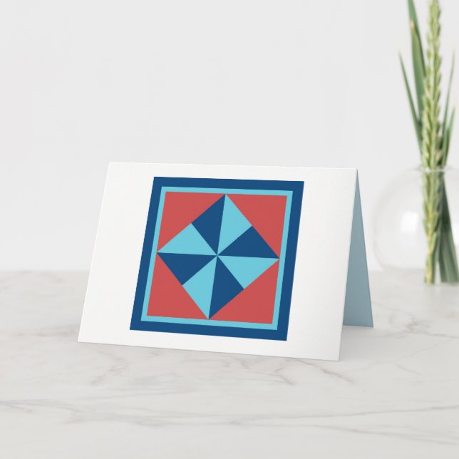 Quilt Note Cards - Pinwheel (navy/red) (Front)