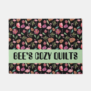 Quilt Patchwork Black Store Name doormat