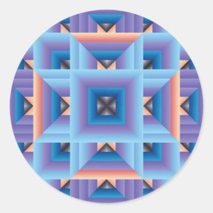Quilt Pattern 3 in Blue and Purple Classic Round Sticker