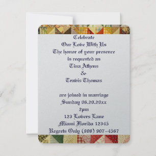 Quilt Pattern Love Wedding Bride Groom Peace Invitation