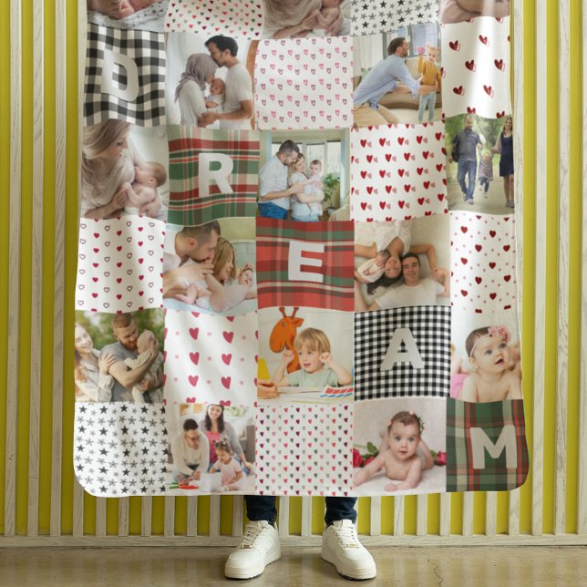 Quilt Pattern Photo College Retro Patchwork Effect Fleece Blanket (Creator Uploaded)