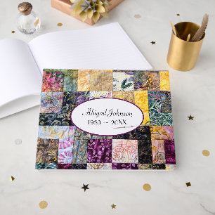 Quilt Pattern With Needle Memorial Service Guest Book