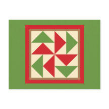 Quilt Postcard - Dutchman's Puzzle (red/green)