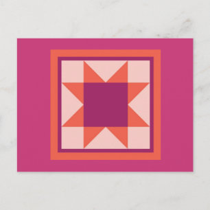 Quilt Postcard - Sawtooth Star (pink)