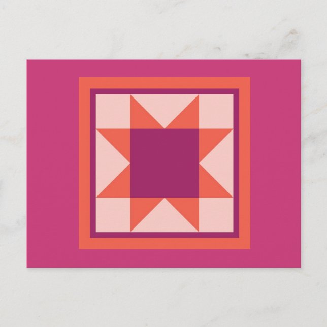 Quilt Postcard - Sawtooth Star (pink) (Front)