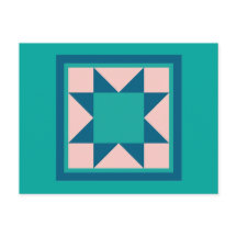 Quilt Postcards - Sawtooth Star (teal/blue)