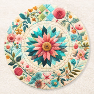 Quilt Round Paper Coaster