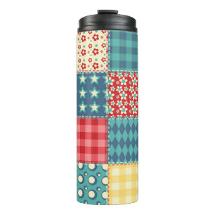 Quilt seamless pattern. Vintage patchwork backgrou Thermal Tumbler