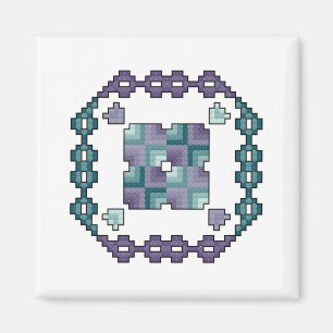 Quilt Square Cross Stitch Magnet