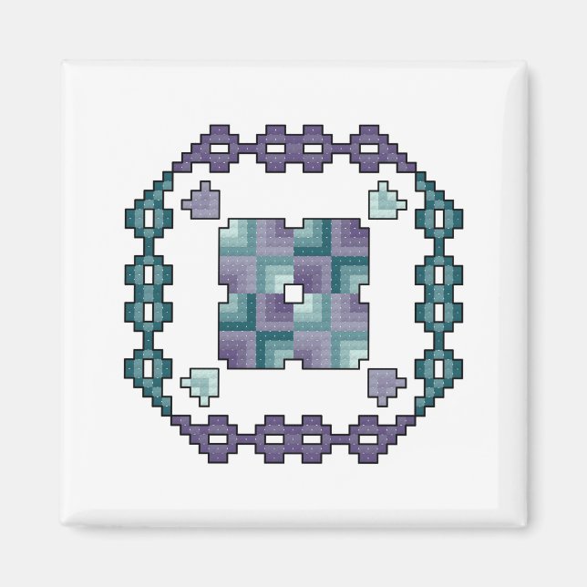 Quilt Square Cross Stitch Magnet (Front)