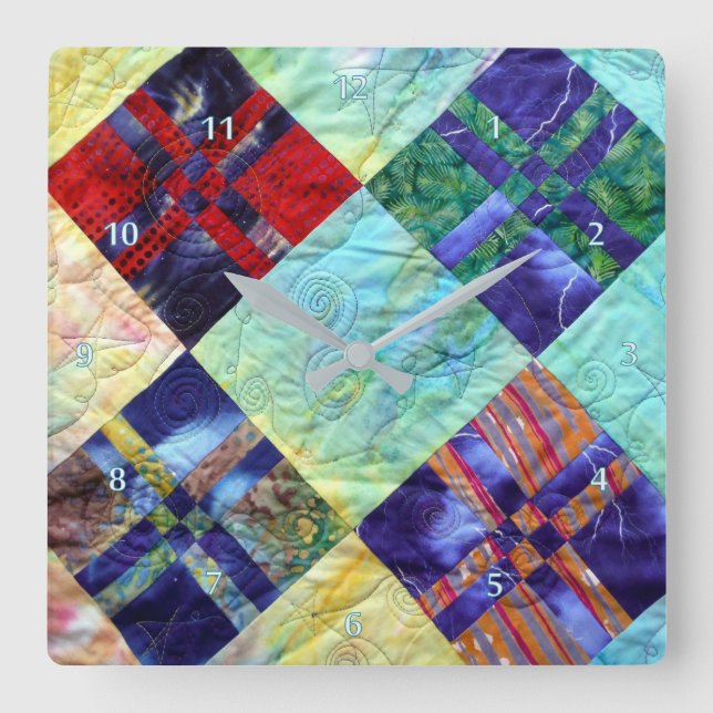 Quilt Squares Image In Batiks Square Wall Clock (Front)