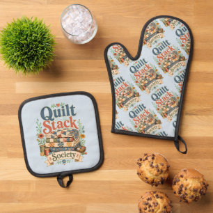 Quilt Stack Society Cottagecore Sewing Oven Mitt & Pot Holder Set