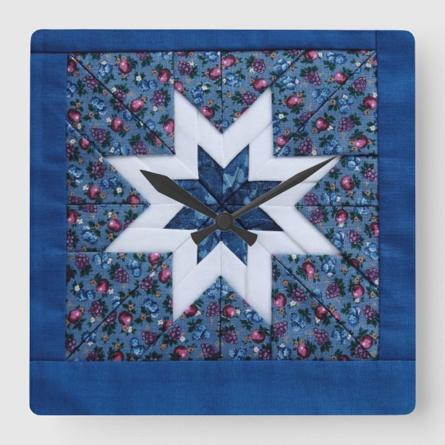 quilt star blue clock (Front)