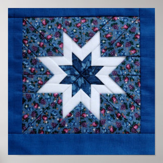 Quilt star blue poster