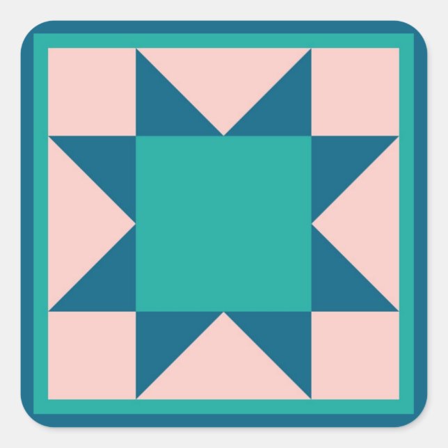 Quilt Sticker - Sawtooth Star (teal) (Front)