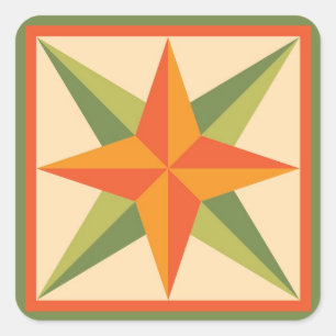 Quilt Stickers - Beveled Star (orange/green)