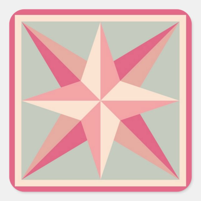Quilt Stickers - Beveled Star (Pink/grey) (Front)