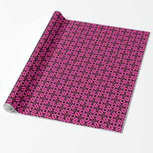Quilt Style Pattern 02 - Hot Pink on Black Wrapping Paper