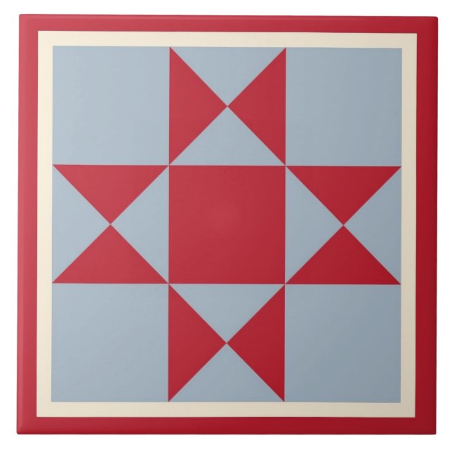 Quilt Trivet – Ohio Star (scarlet/grey) (Front)