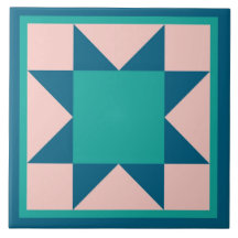 Quilt Trivet – Sawtooth Star (teal)