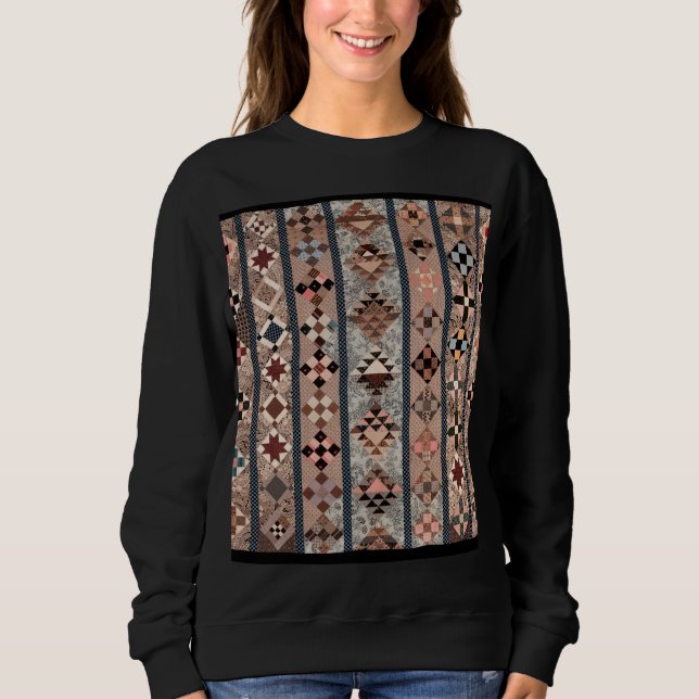 Quilt with geometric shapes sweatshirt (Front)