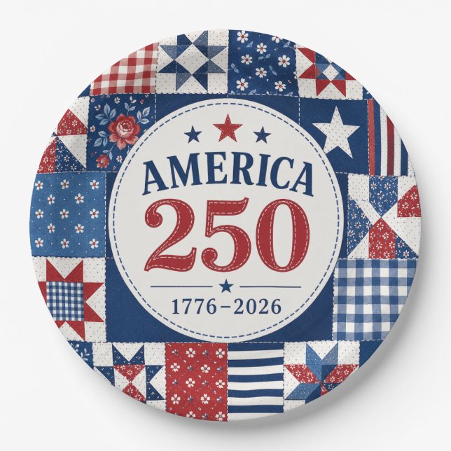 Quilted 250th Paper Plate (Front)