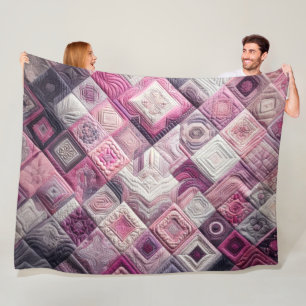 Quilted Abstract Design Fleece Blanket