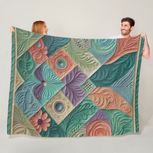 Quilted Abstract Design Fleece Blanket