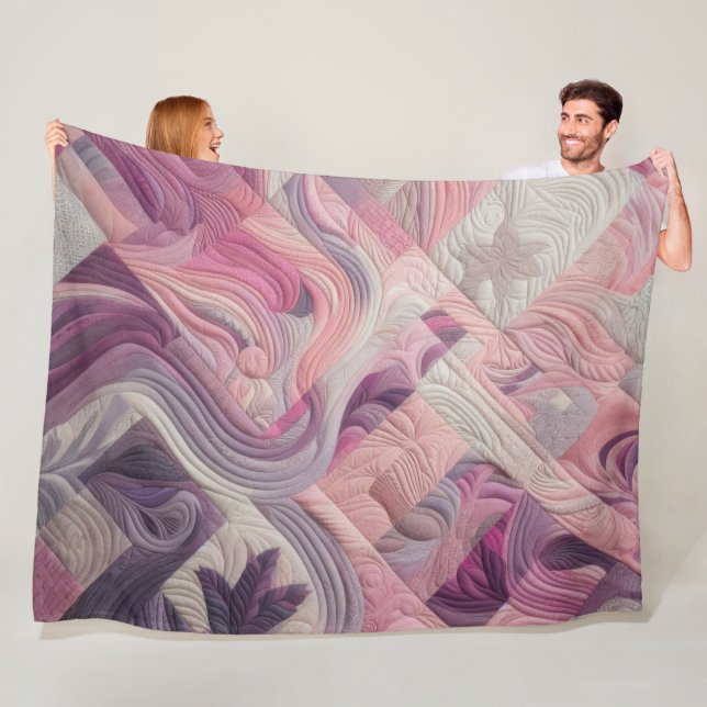 Quilted Abstract Design Fleece Blanket (In Situ)