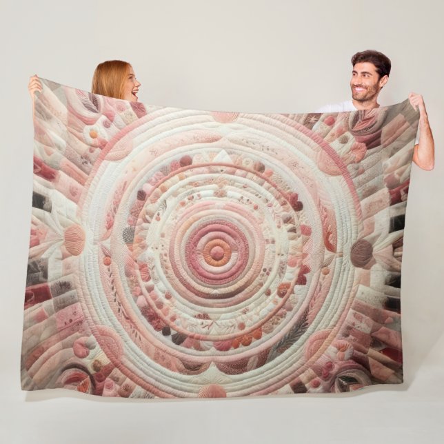 Quilted Abstract Design Fleece Blanket (In Situ)