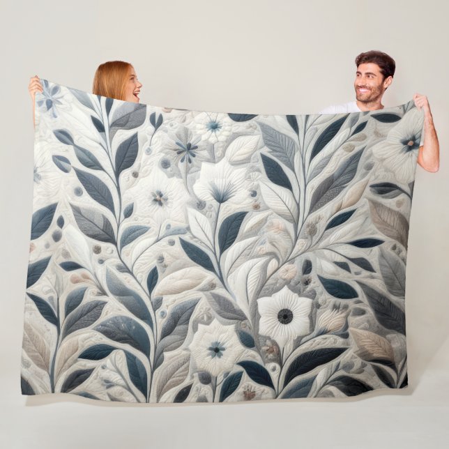 Quilted Abstract Design Fleece Blanket (In Situ)