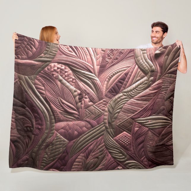 Quilted Abstract Design Fleece Blanket (In Situ)