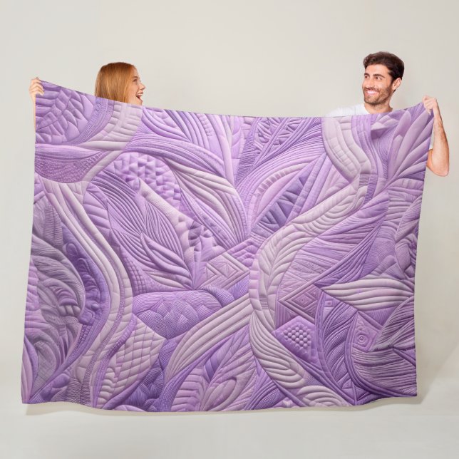 Quilted Abstract Design Fleece Blanket (In Situ)