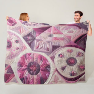 Quilted Abstract Design Fleece Blanket