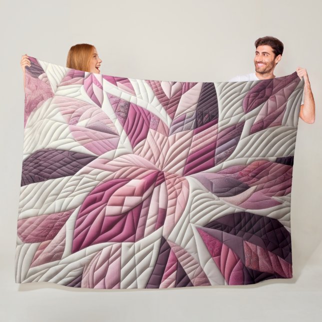 Quilted Abstract Design Fleece Blanket (In Situ)