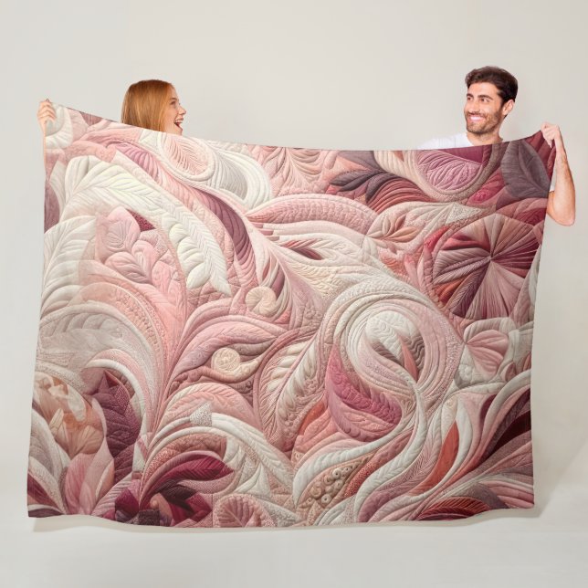 Quilted Abstract Design Fleece Blanket (In Situ)