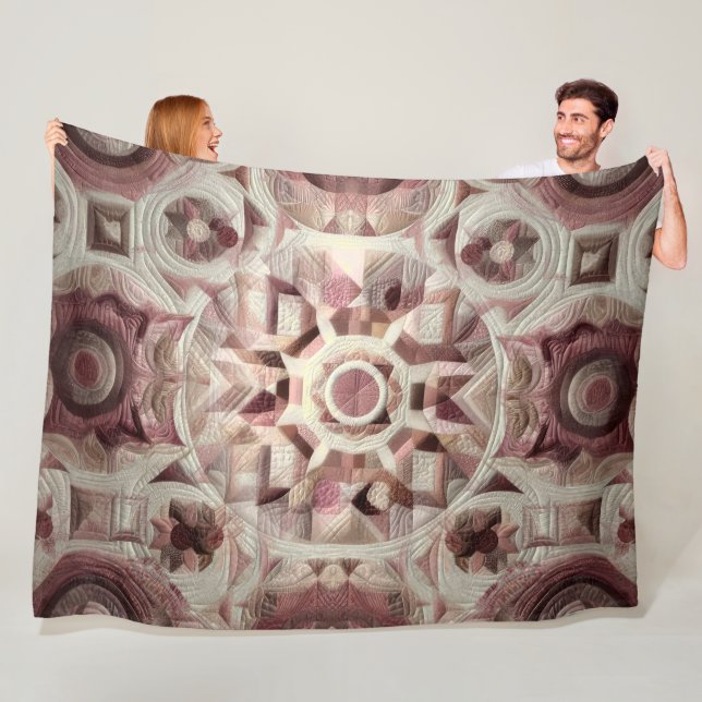 Quilted Abstract Design Fleece Blanket (In Situ)