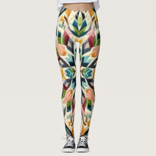 Quilted Abstract Design Leggings
