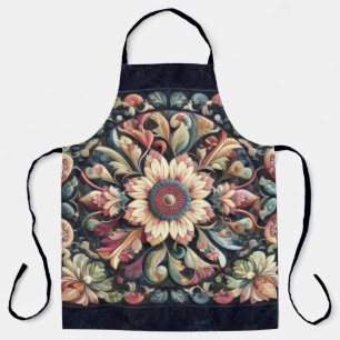Quilted Abstract Floral Design Apron