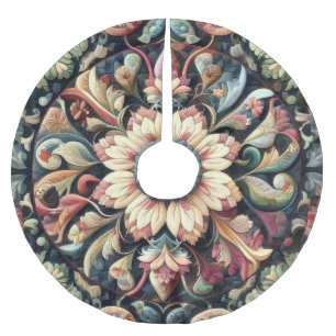 Quilted Abstract Floral Design Brushed Polyester Tree Skirt