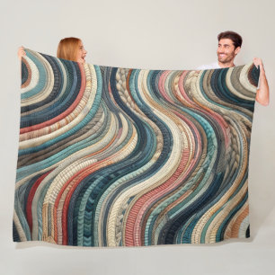 Quilted Abstract Stripe Design Fleece Blanket