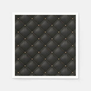 Quilted Black Leather with Gold Studs Napkin