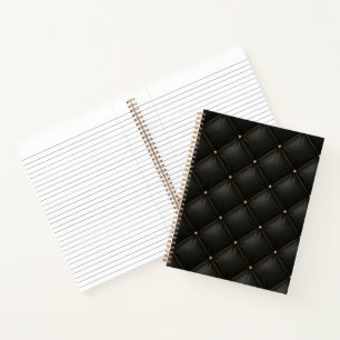 Quilted Black Leather with Gold Studs Notebook