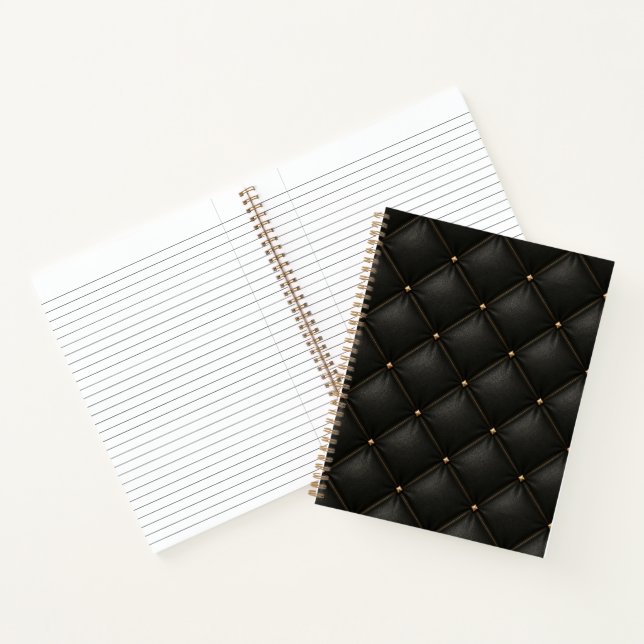 Quilted Black Leather with Gold Studs Notebook (Inside)