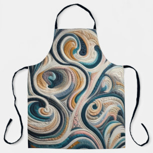 Quilted Blue Gold Abstract Design Apron