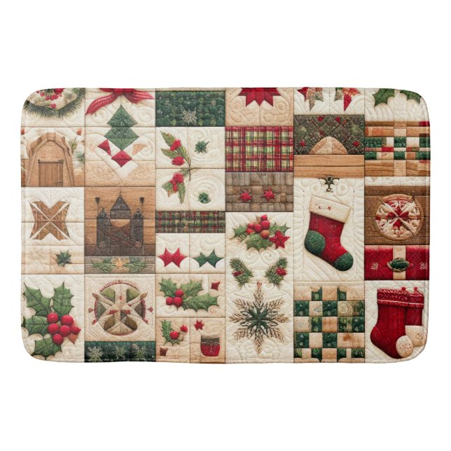 Quilted Christmas Design Bath Mat (Front)