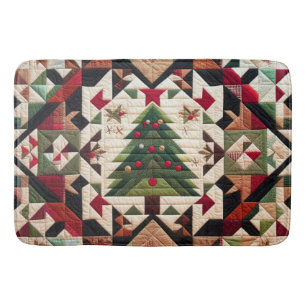 Quilted Christmas Design Bath Mat