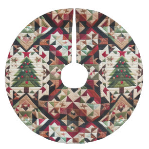 Quilted Christmas Design Brushed Polyester Tree Skirt