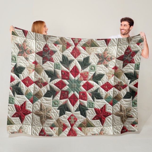 Quilted Christmas Design Fleece Blanket (In Situ)